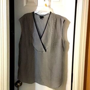 Talbots Black and White Sleeveless Blouse